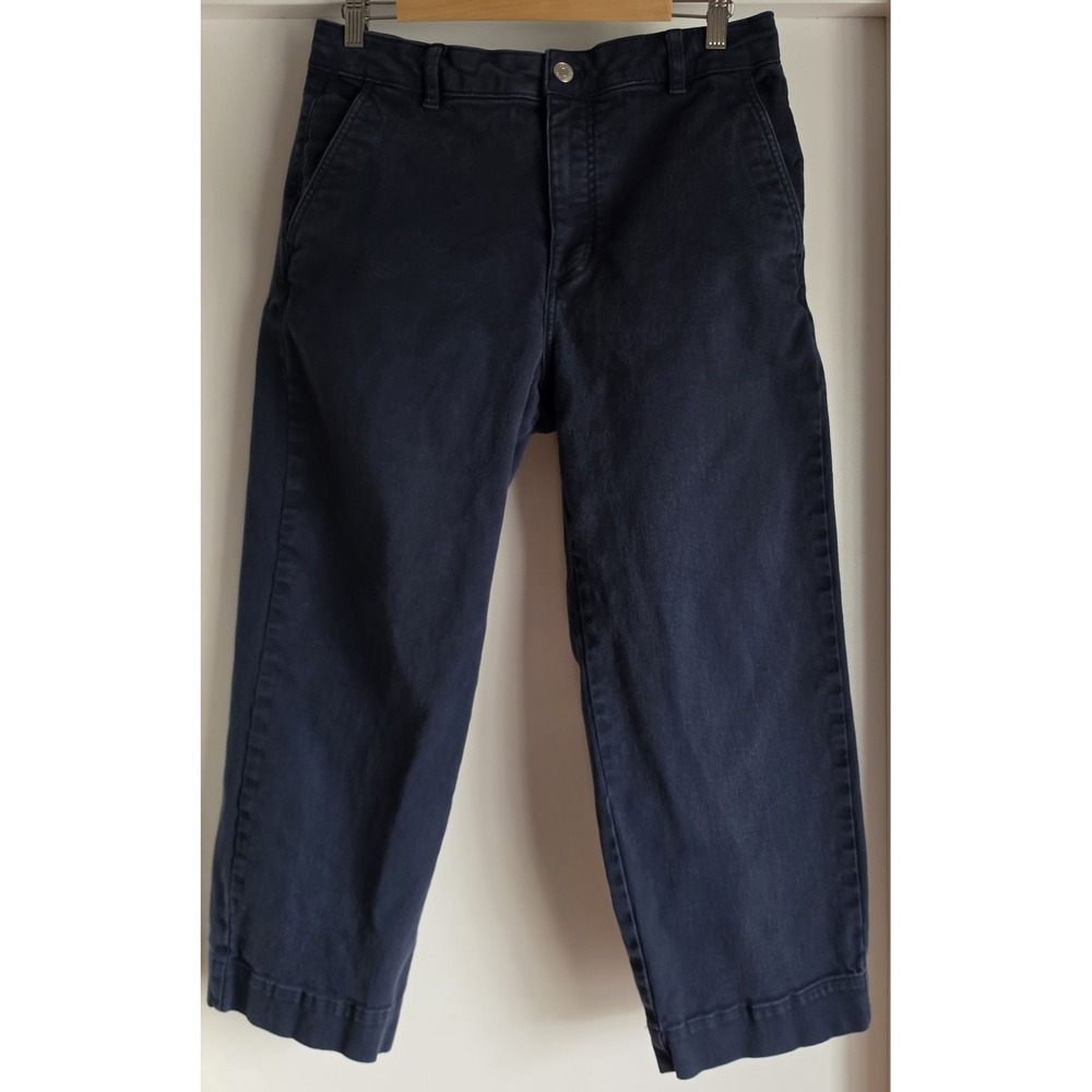 Everlane Women Straight Leg Pants Size 12 Dark Blue Solid Casual Cotton Chino